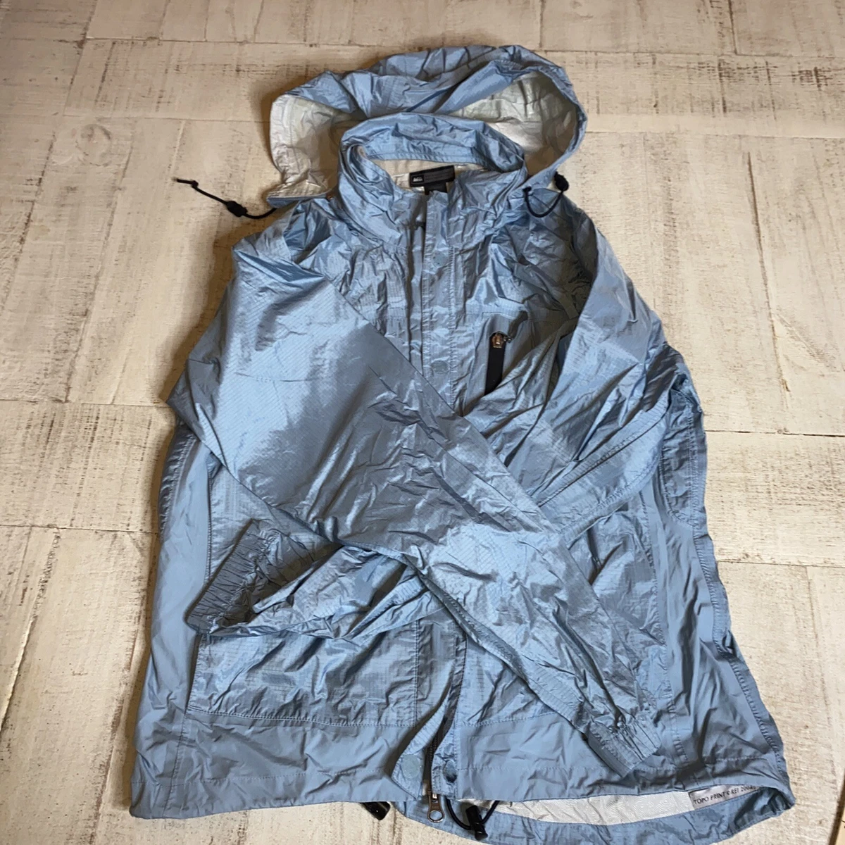 Women s Size Medium REI Hooded Rain Coat Hoodie Jacket Hidden Hood