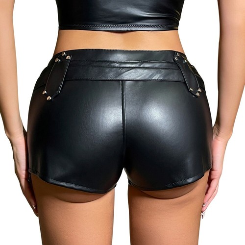 Femme Sexy Simili Cuir Taille Short Skinny Extensible Short Clubwear Mini - Bild 4 von 8