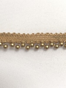 ATTRACTIVE ETHNIC INDIAN TINY ROSE GOLD BEADED RIBBON LACE TRIM SOLD by METRE