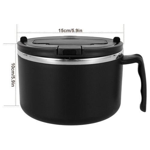 1200ml Rapid Ramen Bowl Instant Noodles Stockpot with Lid Spoon Chopsticks - Picture 6 of 16