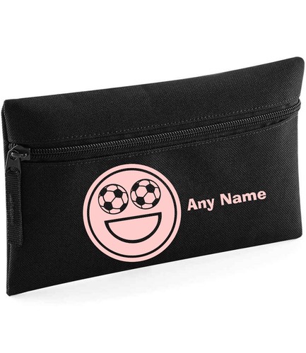 Football Face Emoticon Black Personalised Kids Childs School Pencil Case Xmas - Picture 12 of 12