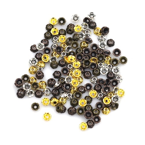 500Pcs End Bead Caps Flower Shape Colors Tiny Fits 4-5mm Beads DIY Jewelry 3mm - Picture 42 of 44