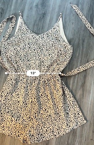 She + Sky Leopard Design Romper Tie waist Short - Picture 7 of 9