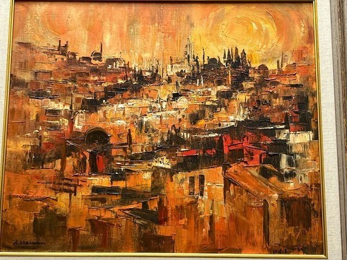 Ahuva Sherman Israeli Artist (1926-2023) Oil Painting "Sunrise Over Jerusalem" - Picture 2 of 15