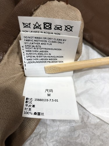 New MaxMara Ovatte Two Tone Caramel/Grey 100% Leather/Suede Gloves Size 7.5/M - Picture 6 of 9