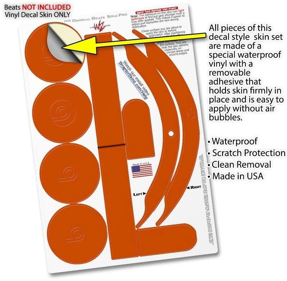 Skin for Beats Solo Pro Colección Sólidos Naranja Quemado BEATS NO INCLUIDO Foto 4 de 4