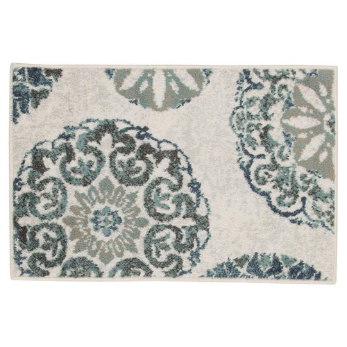 Teal Medallion Pattern 3 PCS Indoor Area Rug Set Stain and Fade Resistant Indoor - Picture 9 of 24