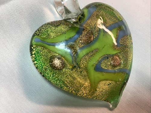 Großer mundgeblasener Kunstglas Lampwork Herz Briefbeschwerer Anhänger Murano Stil D17 - Bild 5 von 6