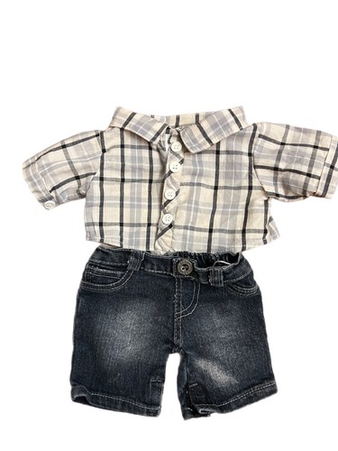 Camisa de mezclilla Build A Bear de colección marrón manchadas cachorro perro cachorro 16"" felpa BABW - Imagen 2 de 5