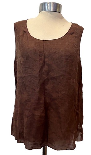 Italian Designer Beppe Bondi Brown 100% Linen Camisole Top Vest It 48 UK 14-16