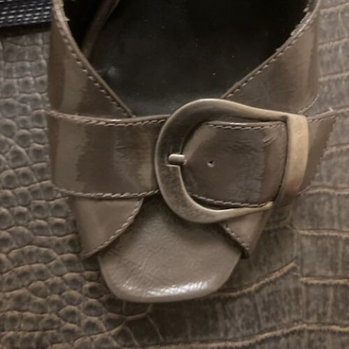 Steve Madden Rummor Gray Patent Peep Toe Slingback High Heels Platform Size 8M - Picture 7 of 12
