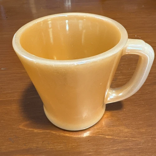 Vintage Fire King Iridescent Peach Orange Luster Coffee Cup Mug D Handle 