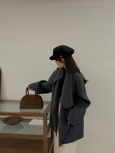 Parka de cachemir de doble cara para mujer suelta línea A longitud media larga abrigos de lana chaqueta - Imagen 15 de 19