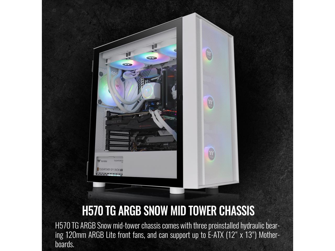 Корпус компьютера Thermaltake H570 TG Snow Edition ATX Mid Tower ARGB из закаленного стекла