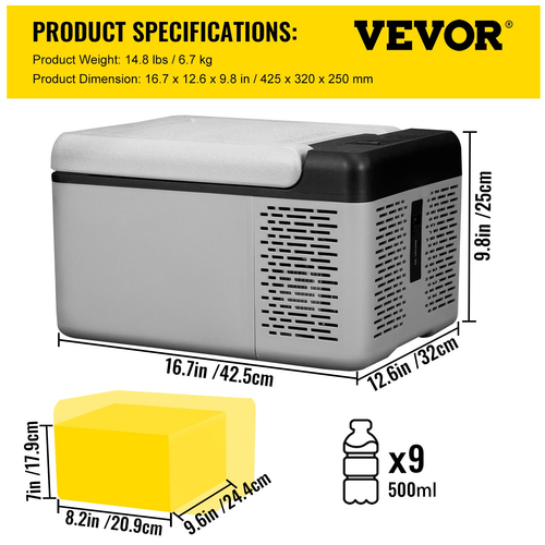 12V/24V Portable Car Refrigerator Freezer 10Qt Compact -4℉~68℉ Fast Cooling USB - Picture 7 of 12