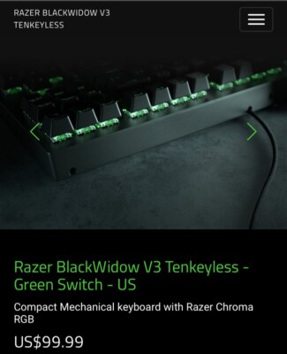 Razer BlackWidow V3 Tenkeyless Mechanical Gaming Keyboard - US