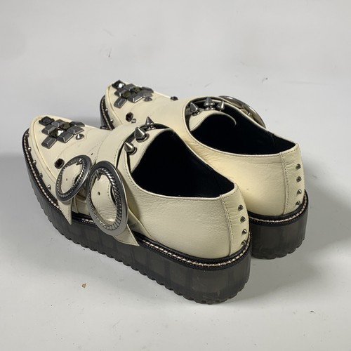 Coach Creeper Studded Leather Western Shoes G3399 Chalk Women’s Size 5.5 Punk - Picture 9 of 15