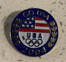 2004 Go USA Olympic American Flag Lapel Hat Pin Pinback ~ Athens Greece