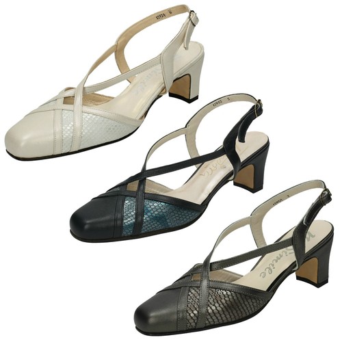 Ladies Nil Simile Leather Slingback Narrow Fitting Shoes *Bandana*