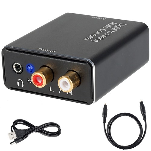 Digital Optical Coaxial to Analog RCA L/R Audio Converter w/ Fiber Cable AL:દ