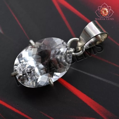 Colgante de piedras preciosas sueltas de zafiro blanco de 24 quilates certificado natural de plata maciza 925 - Imagen 3 de 8