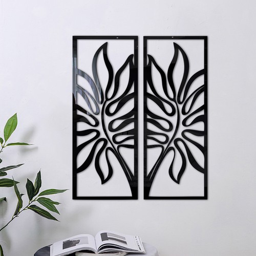 Rectangle Hollow Leaves Acrylic Wall Stickers Decals Background Wall Home Decor - Picture 3 of 17
