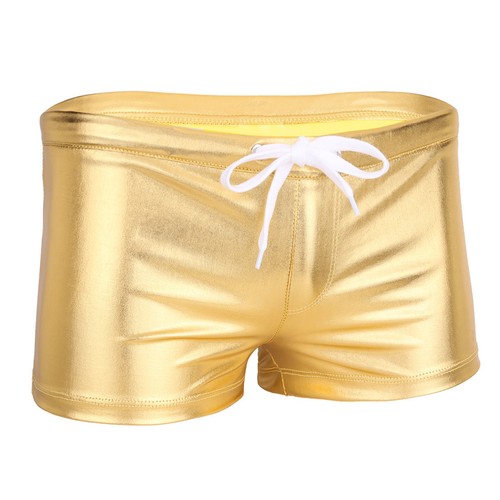 Men Shiny Boxer Brief Wetlook Bikini Shorts Trunks Drawstring Underwear Swimwear - Picture 22 of 26