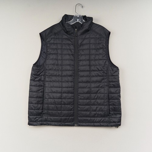 Lands End Mens Puffer Vest Large (42 - 44) Sleeveless Black Full Zip Outdoor