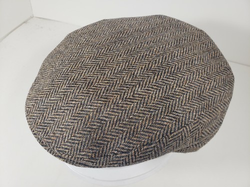 BORSALINO DORIA LIGHT BROWN HARRINGBONE WOOL FLAT CAP MADE IN ITALY  - Picture 1 of 6
