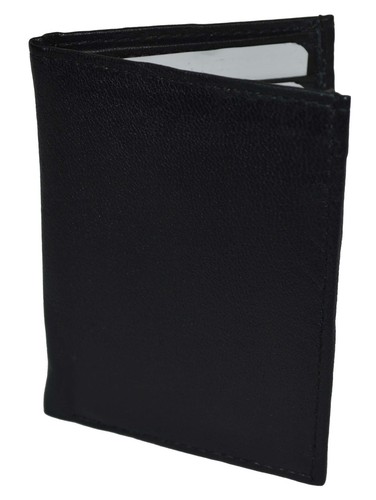 Billetera plegable y portatarjetas Leatherboss cuero genuino para hombre delgada de identificación, negra - Imagen 3 de 4