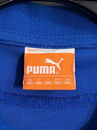 Puma Italia Polo Shirt XXL Blue Italy Soccer Crest King Button Organic Cotton - Picture 11 of 15