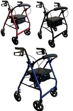 Lightweight 4 Wheel Aluminium Rollator Walking Mobility Aid With Seat Backrest