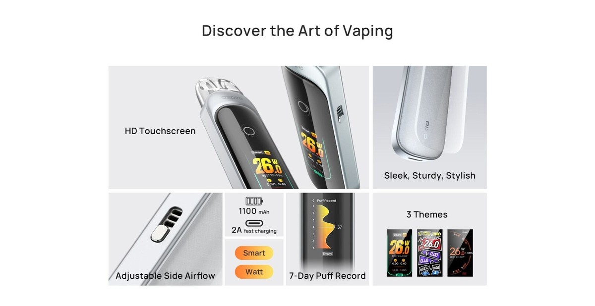 Aspire | PIXO Touch Screen Pod Vape Kit | 30W | 1100mAh | Pixo Pod  Compatible | eBay UK