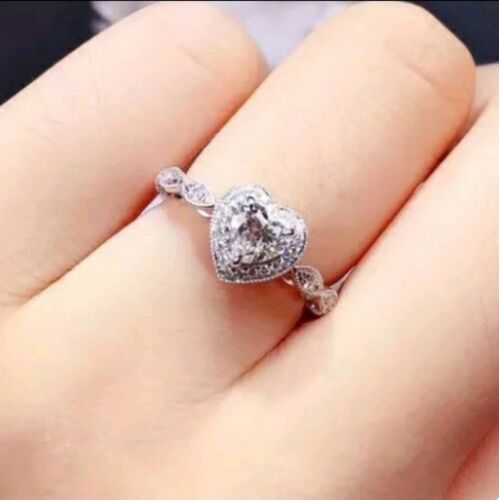 2ct White Sapphire Heart Bridal Ring - Size 10 - Wedding Bridal Anniversary - Picture 4 of 4