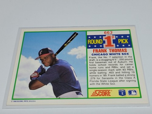 FRANK THOMAS 1990 Score 1st Round Pick #663. WHITE SOX - 第 2/2 張圖片