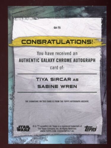 2022 Topps Chrome Star Wars Galaxy Tiya Sircar Sabine Wren Auto Green #d 74/99 - Picture 2 of 2
