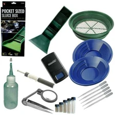 Blue Large Gold Classifier Screen Mini Sluice & Gold Pan Panning Kit
