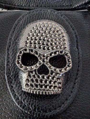 Punk Goth Emo Handbag Synthetic Leather Skull Tote Shoulder Strap Crossbody - Foto 3 di 12