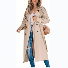 Ladies Oversized Hooded Windbreaker Fashion Long Jacket Loose Coat Trench Coat