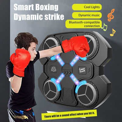 Music Boxing Machine w/ Gloves Wall Mounted Smart LED Boxing Training, Bluetooth
