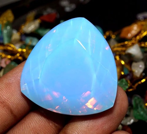 Natural Blue Opal Trillion 121.50Ct Welo Australian Certified Untreated Gemstone - Picture 4 of 6