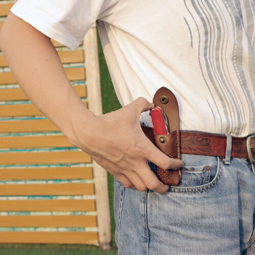 TOURBON Leder Messerscheide Taschenmesser Etui Gürtelclip Holster EDC Tasche - Bild 20 von 24