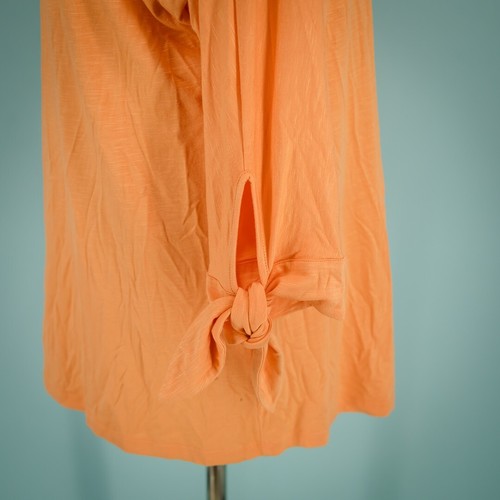 Soft Surroundings Size Medium M Adrift Orange 3/4 Knot Tie Sleeve Knit Tunic Top - Picture 2 of 6