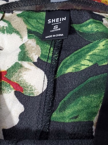 SHEIN Black Floral Lightweight Dress Shorts Size S Side Zip Romantic Shorts - Picture 4 of 11