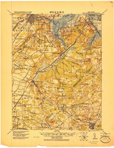 New Brunswick, NJ, Topographic Map, 1919, USGS – Premium Matte Print – Historic - Picture 1 of 1