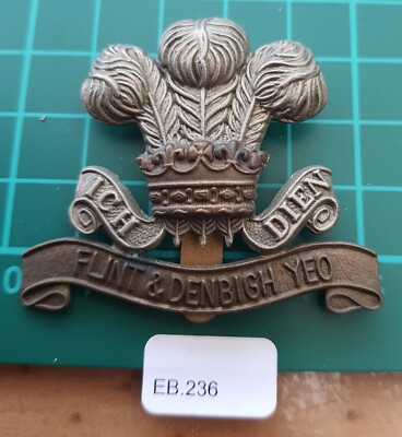 Original Cap Badge:eb236) Flint & Denbigh Yeomanry Bi-Metal
