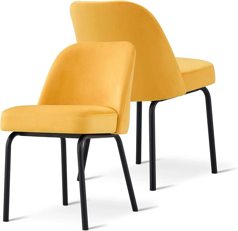 Silla de comedor Ivinta con patas de metal dorado, juegos de 2 sillas de cena de terciopelo sin brazos Foto 4 de 4