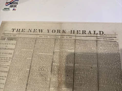 New York Herald April 26 1865 Abraham Lincoln Funeral Procession Newspaper - Picture 7 of 19