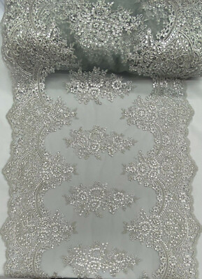 Designer Sequin Lace Fabric   Embroidered Mesh for Dresses & Table Runner VT-14