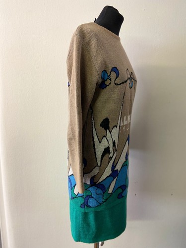 Womens skirt suits | solid teal green skirt and printed sweater set - Picture 11 of 12